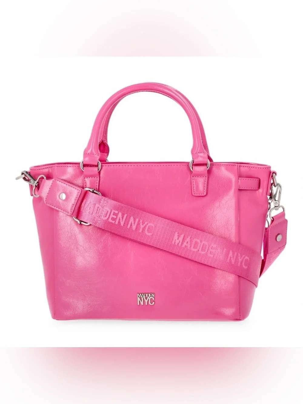 B07 Madden NYC Women's Top Handle Satchel, Pink NWT with Charms